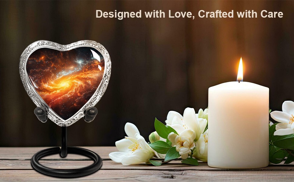 Celestial Journey Small Heart Shaped Keepsake Cremation Urns for Human Ashes