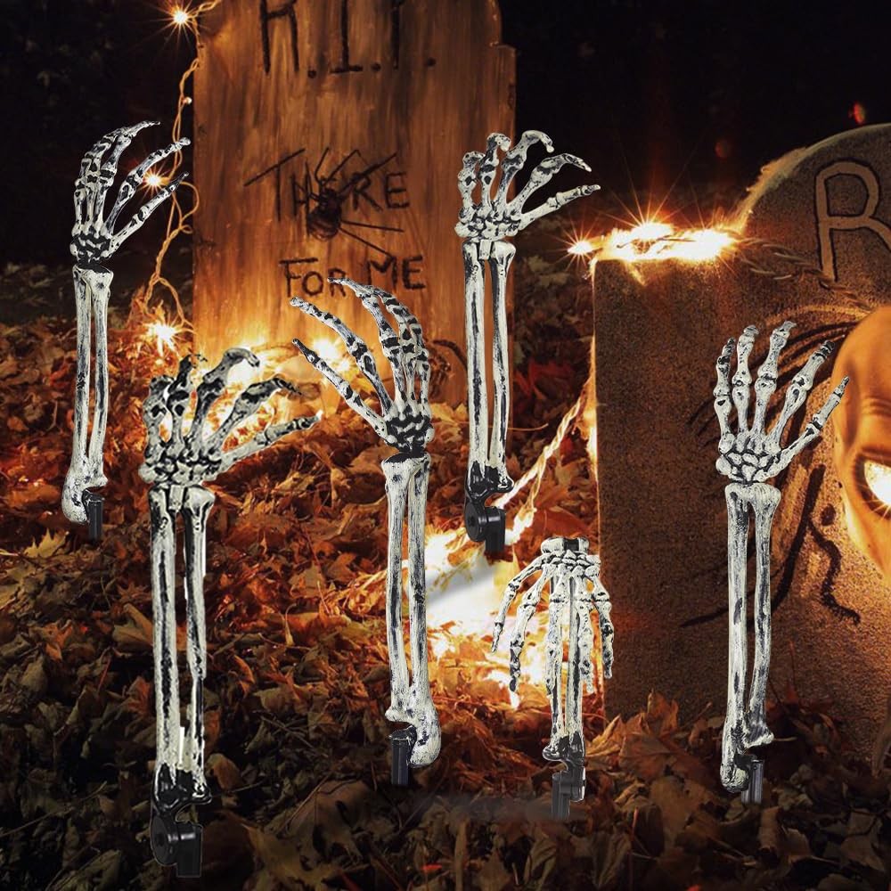 10 PCS Halloween Skeleton Arms Decoration Realistic Skeleton Hands for Garden…
