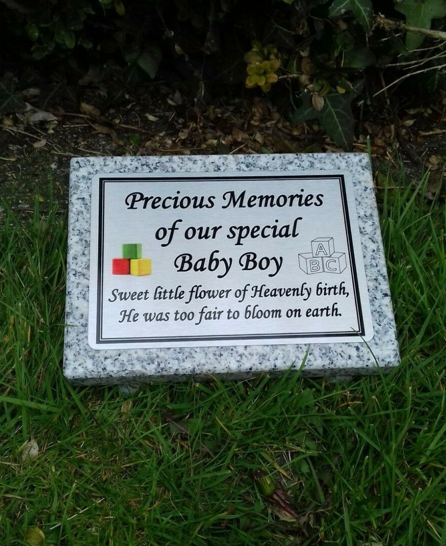 Personalised Grey Granite Baby Memorial Grave Plaque Stone Memorial Marker