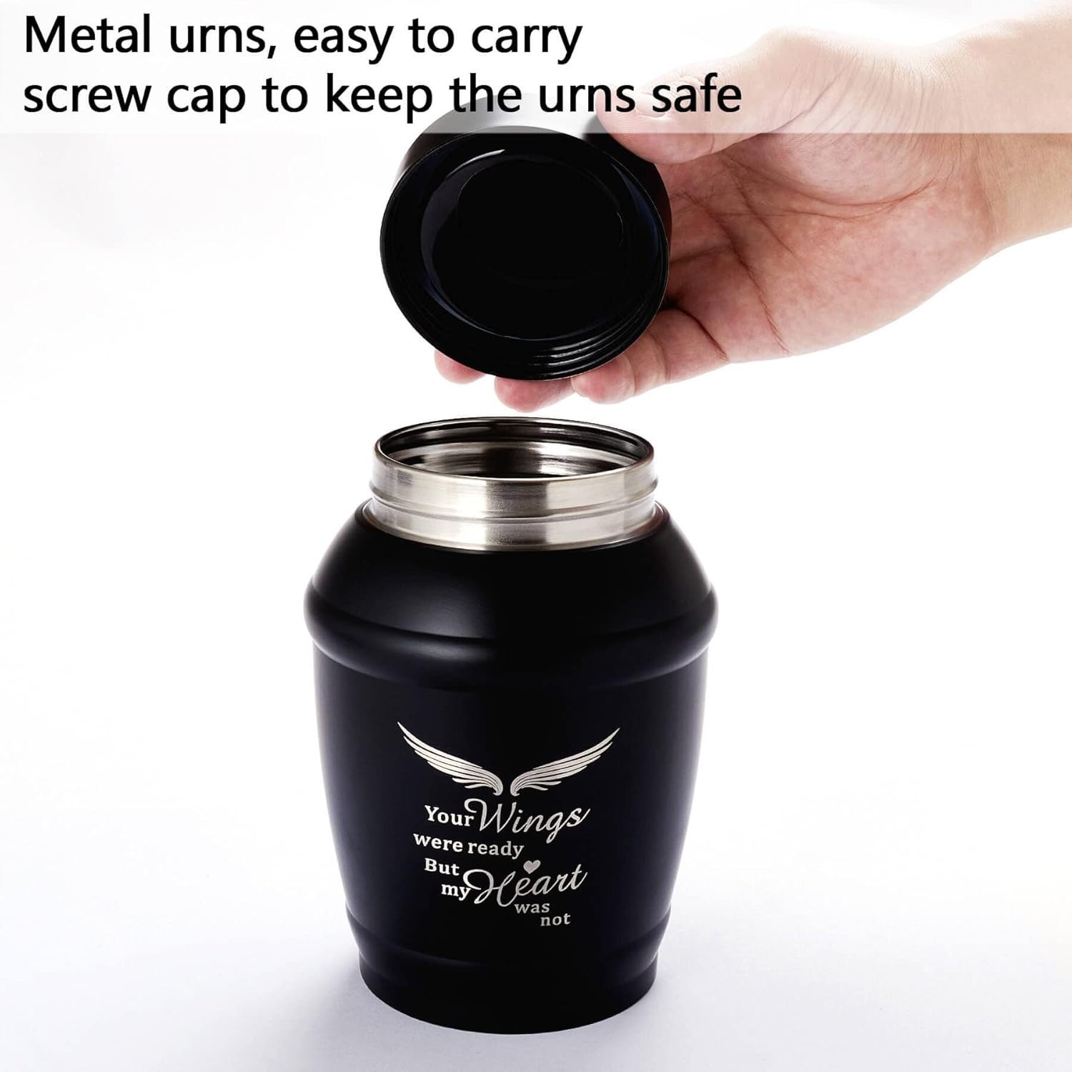 Beautiful 5.7 Inch Black Wings Urn for Ashes – Secure & Durable Memorial