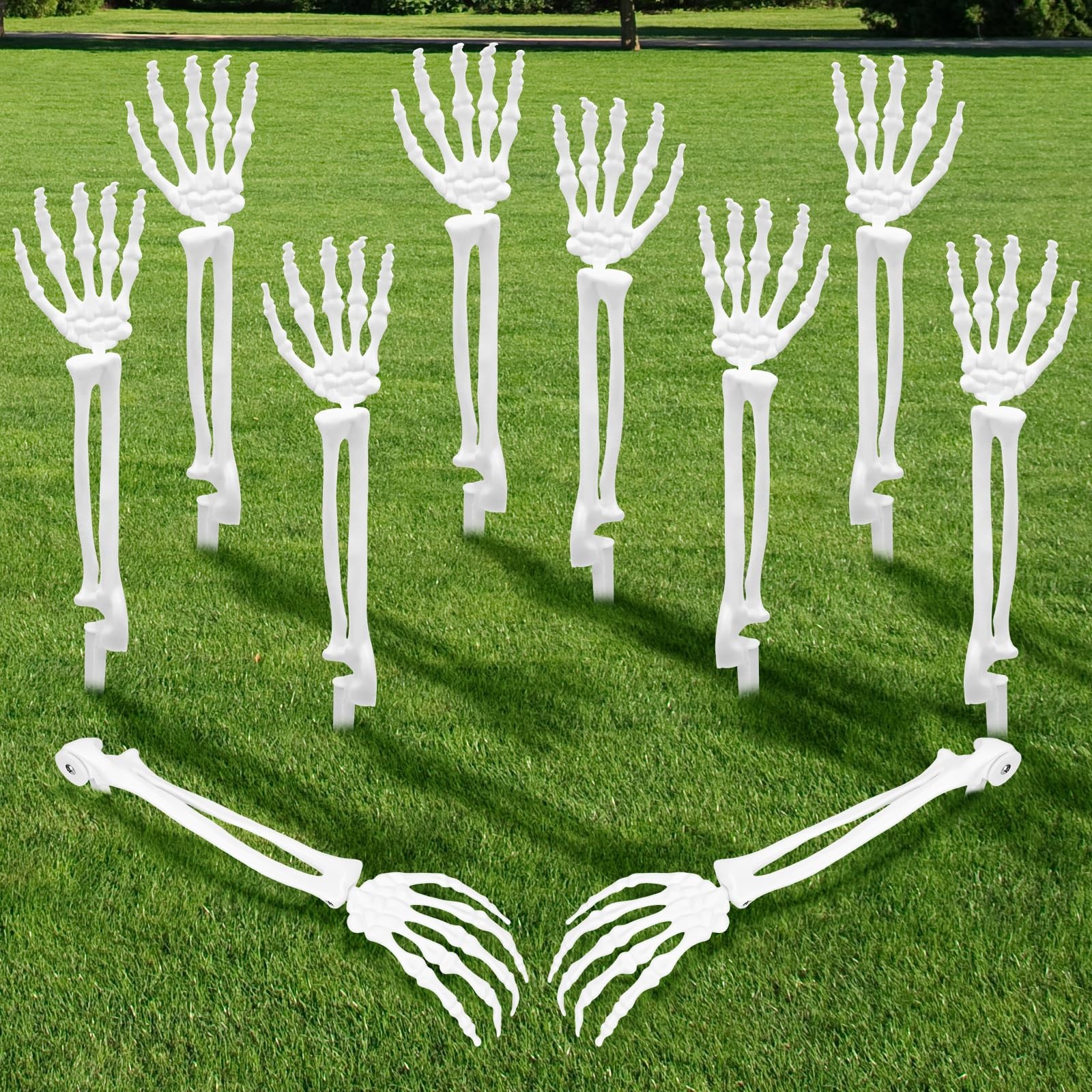 10 Pack Halloween Skeleton Hand Lawn Stakes Yard Graveyard Decor Props