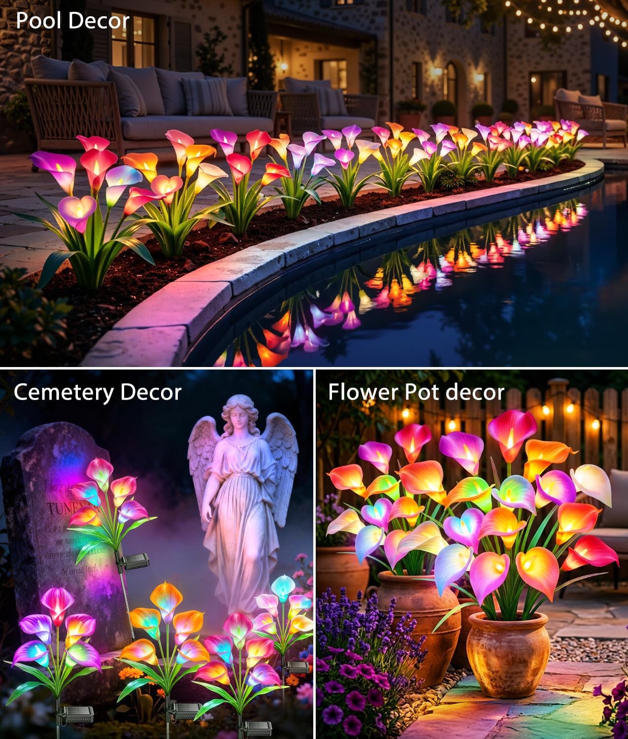 Solar Lights Outdoor Decorative, 4 Pack Color Changing Solar Garden Lights Wi…