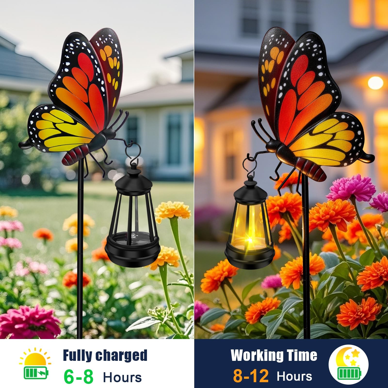 Solar Lights Outdoor Waterproof Butterfly Garden Decor,32.28In Garden Butterfly