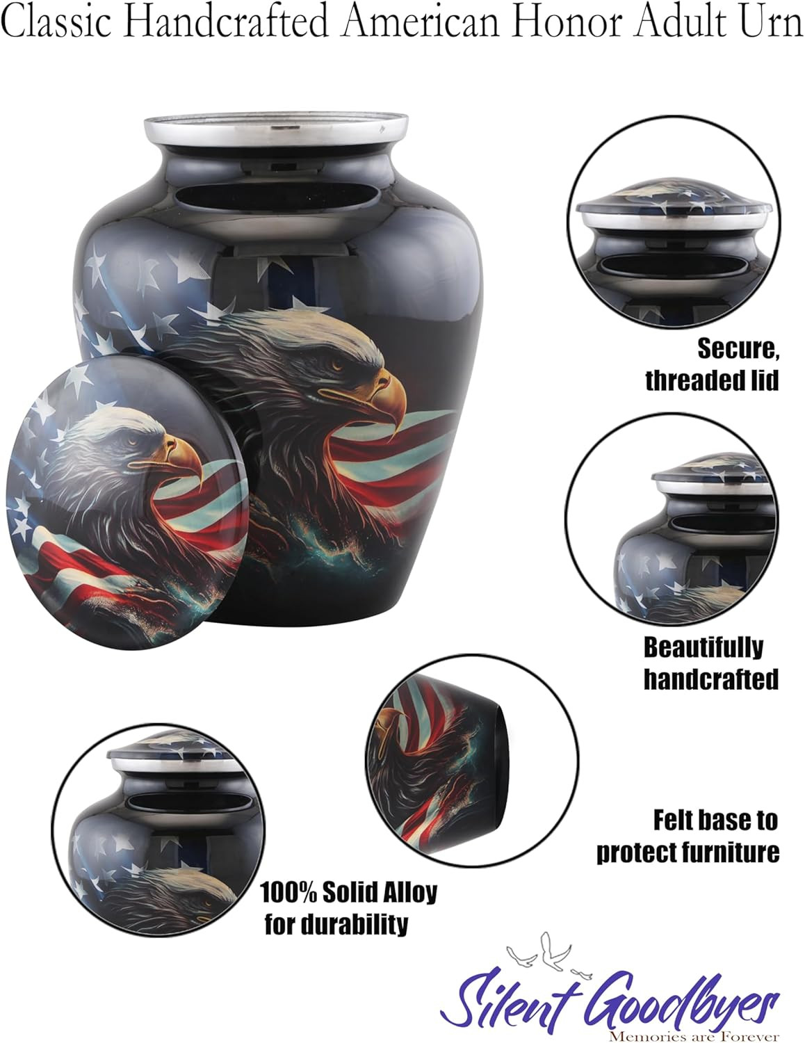 American Honor Urn – American Flag & Eagle Cremation Urns for Ashes – Adult Patr