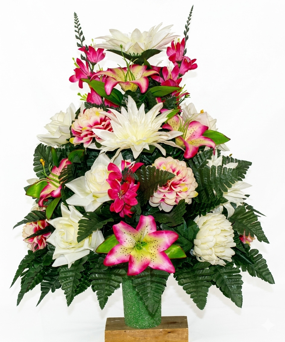 XL Handmade Fall Mixture-360 Degree-Cemetery Flower Arrangement – Artificial