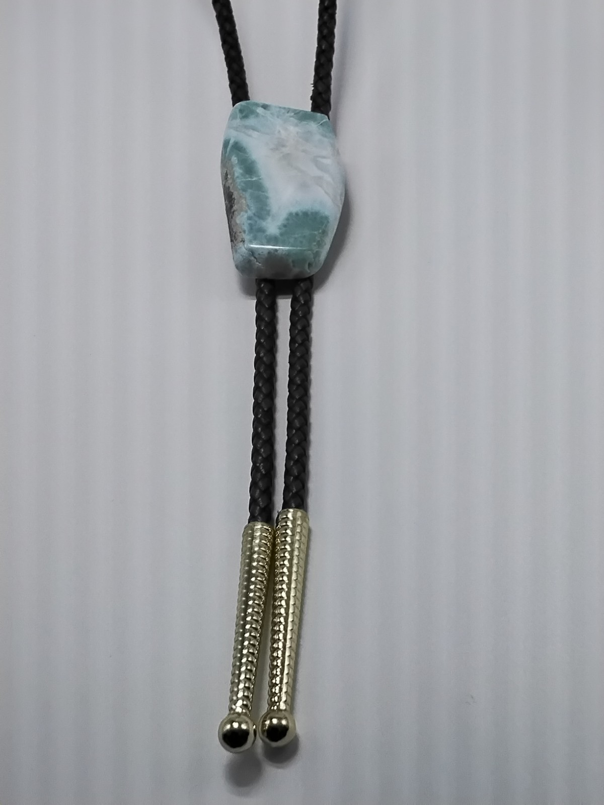 Larimar Bolo for Cremation Urn | Memorial Keepsake Bolo | Brown Genuine Leather