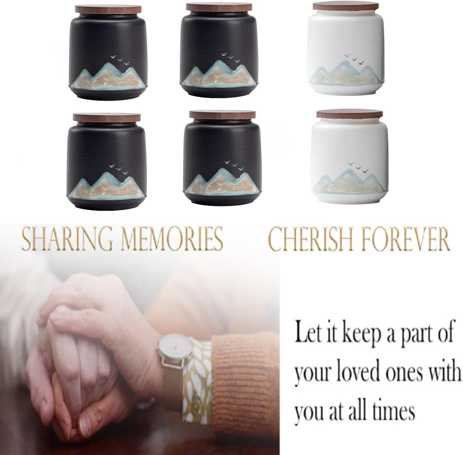 3.3-Inch Decorative Keepsake Urns – 6-Piece Sharing Set for Loved Ones