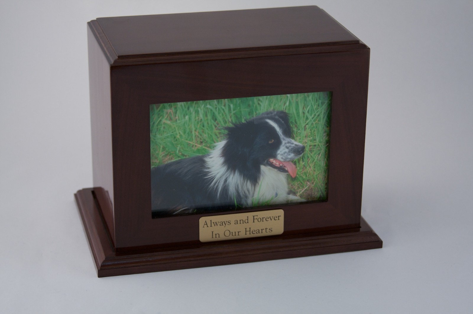 Large 104 Cubic Inches Walnut Framed Photo Urn for Ashes w/Engravable Nameplate