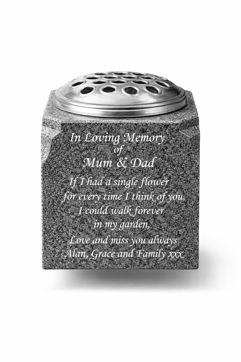 Personalised Granite Memorial Vase Grave Pot Flower Holder Cemetery Grave Vase