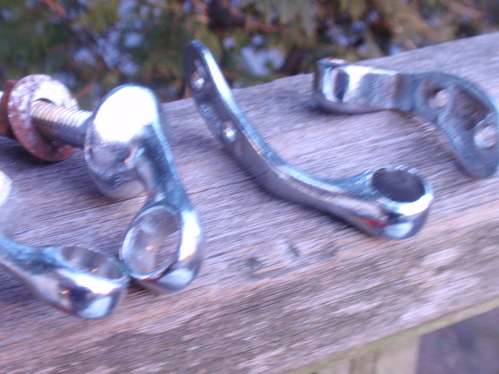 LOT OF 6 VINTAGE STAILESS STEEL / CHROME MEDICAL HANDLES , CLAMPS FUNERAL HOME