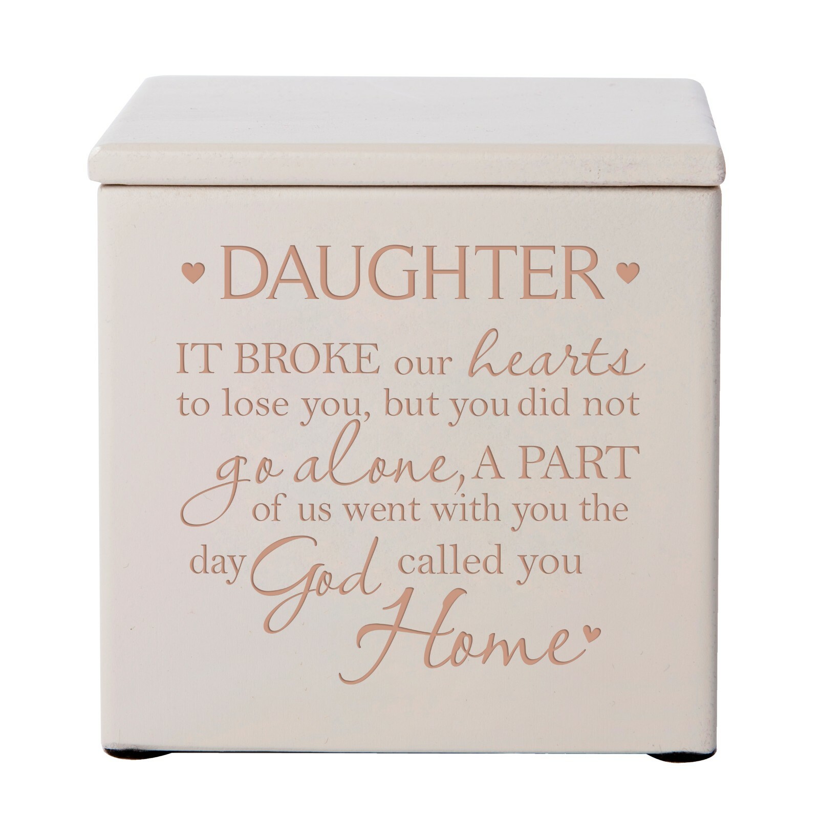 Modern Engraved Funeral Keepsake Urn Box for Human Ashes 4.5″ Daughter It Broke
