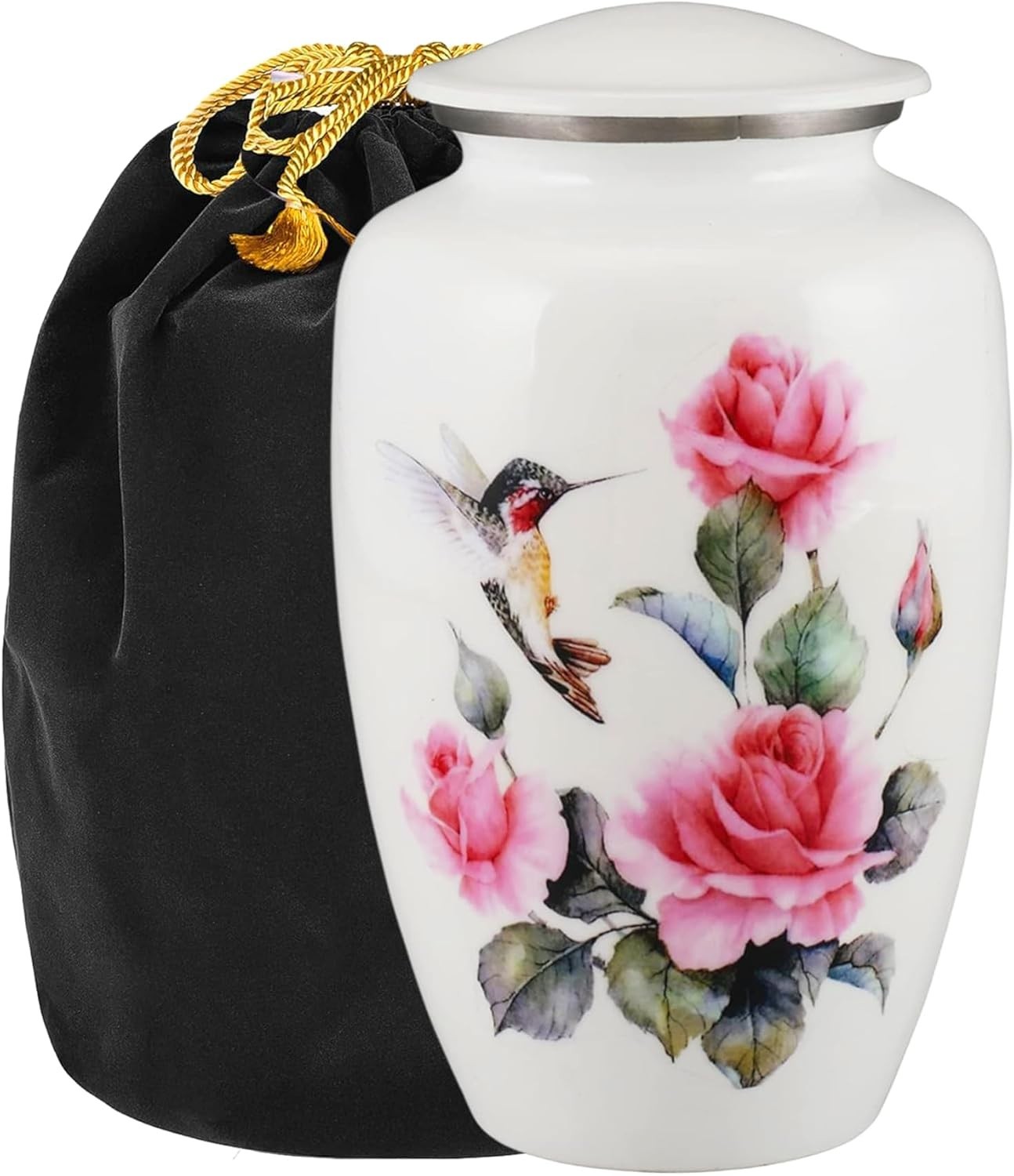 Pink Rose Humming Bird Adult Cremation Urns for Human Ashes – Decorative Urn