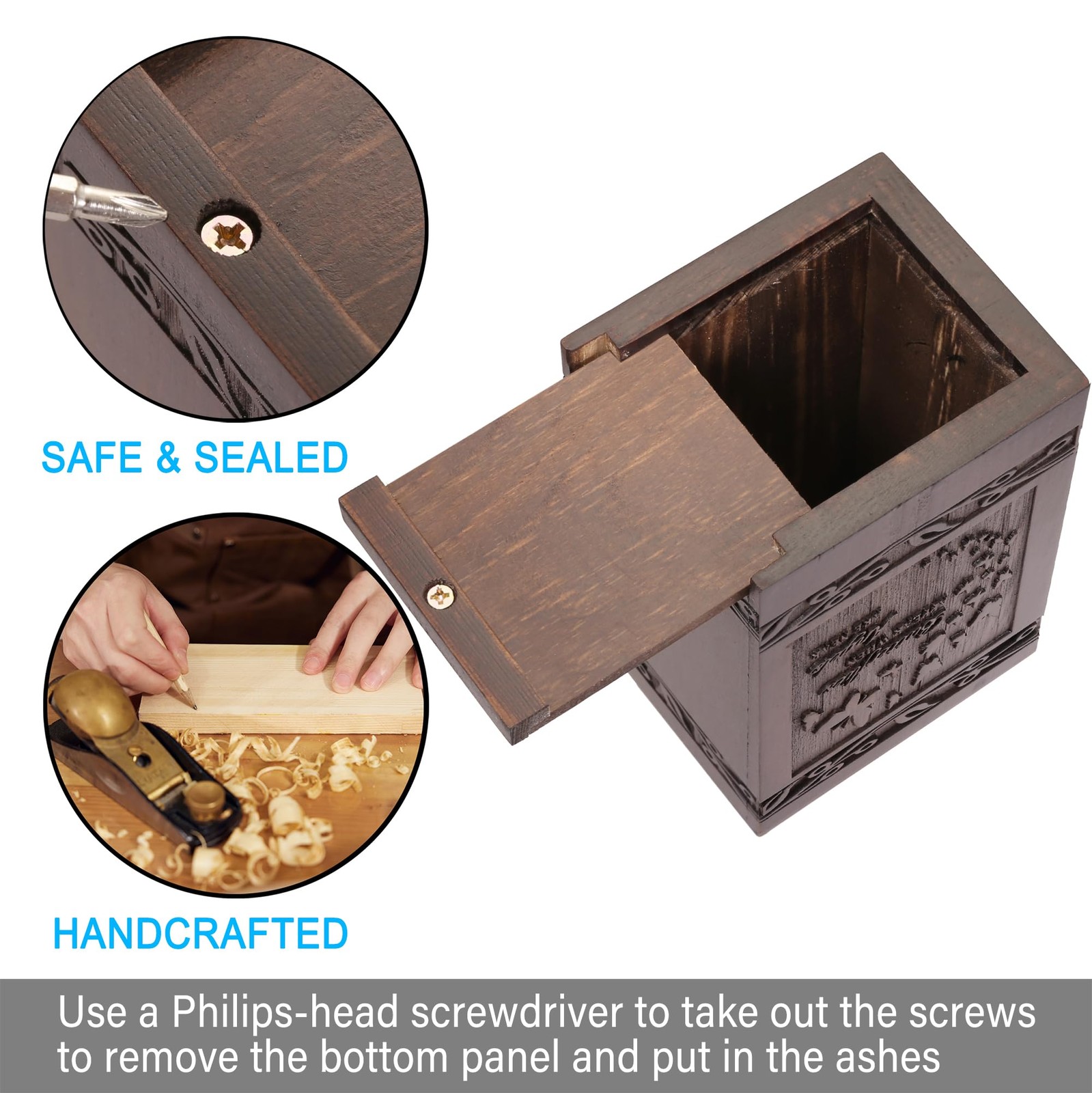 Cremation Urns for Human Ashes Adult Male Female, Wooden Carved Urns Box for …