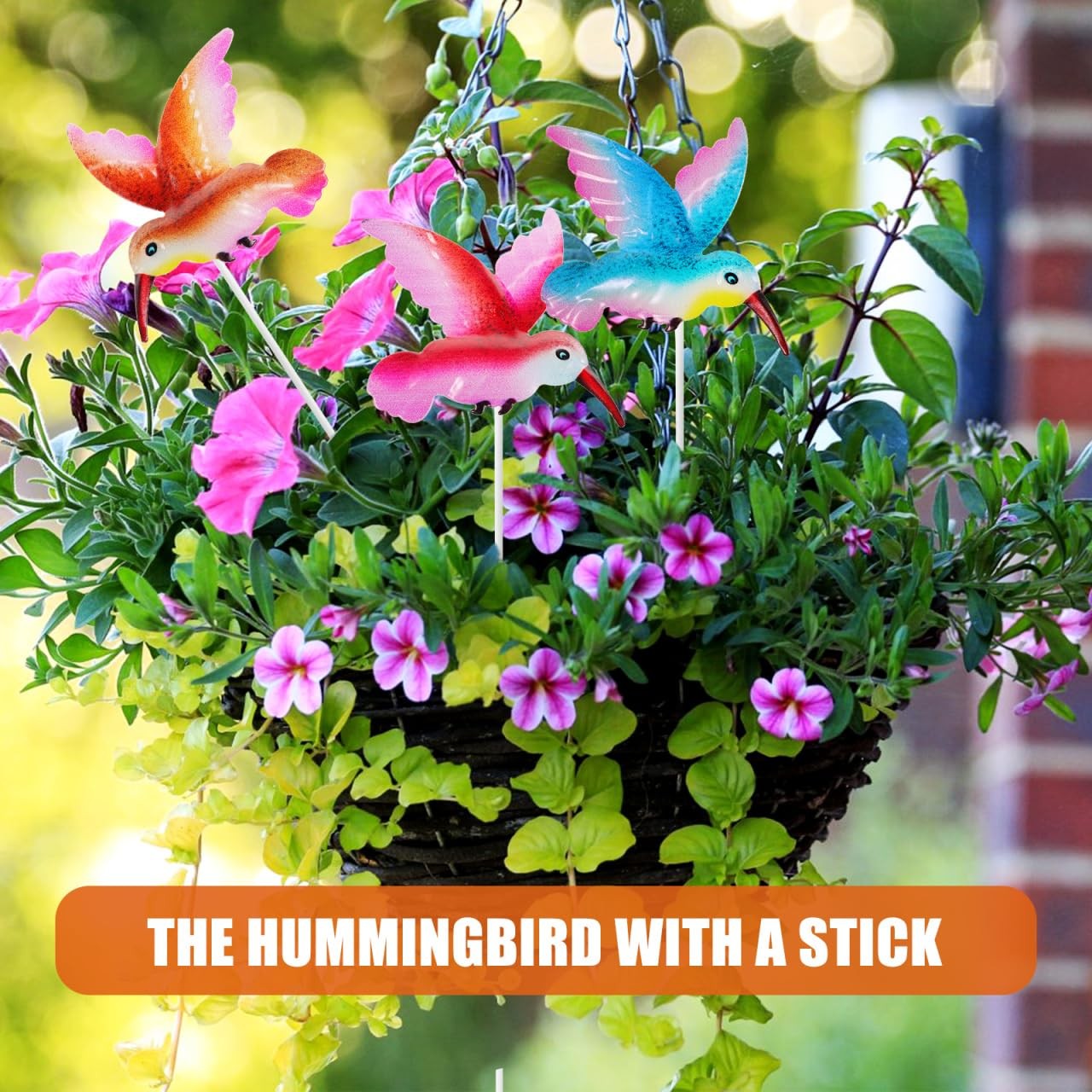 4PCS Iron Hummingbird Stakes, Bird Decorative Garden Stakes Hummingbird Garde…