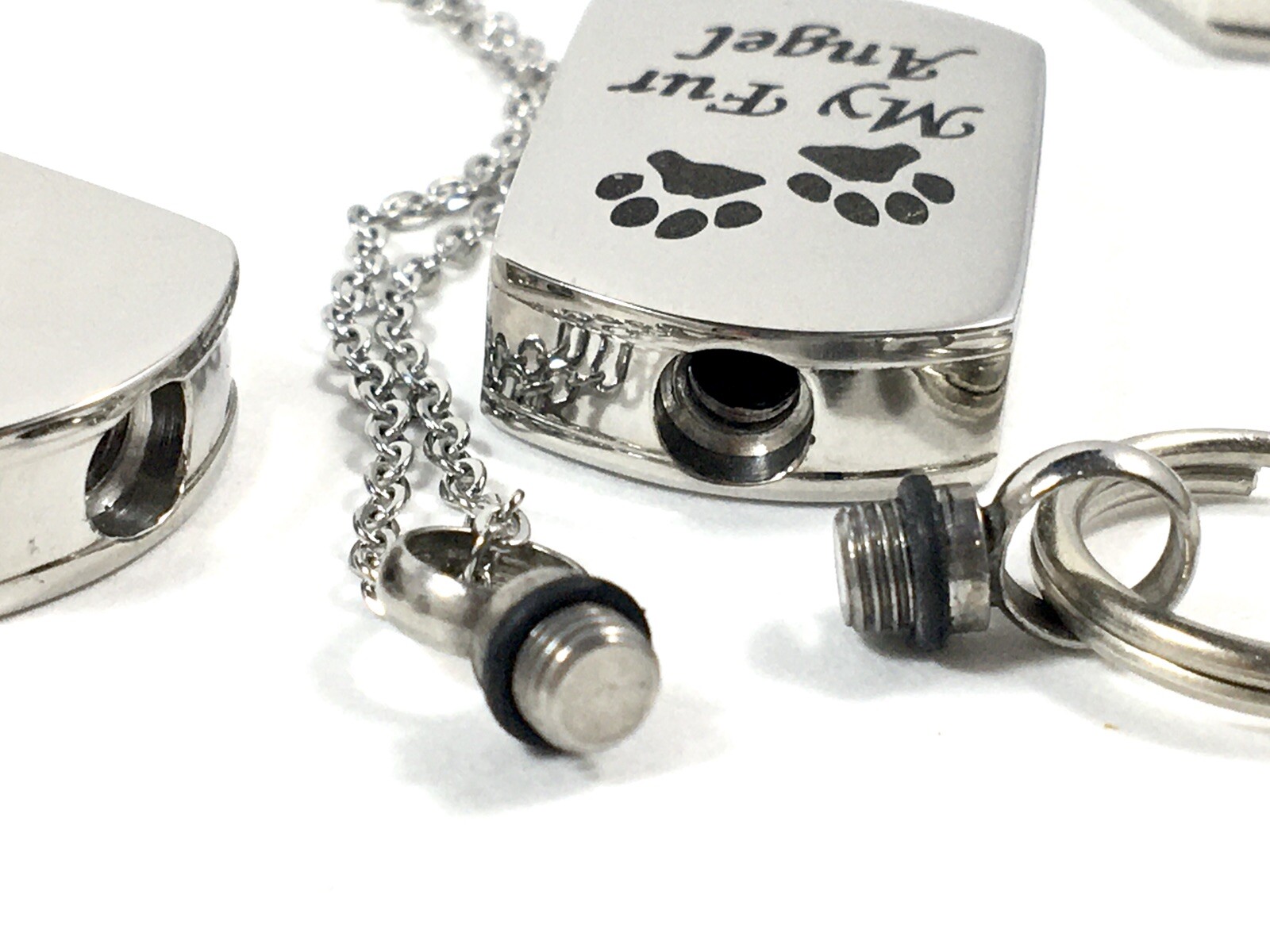 Keyring Urn .5″ Key Chain Pet Cremation Pendant Dog Cat Ash My Fur Angel Furbaby