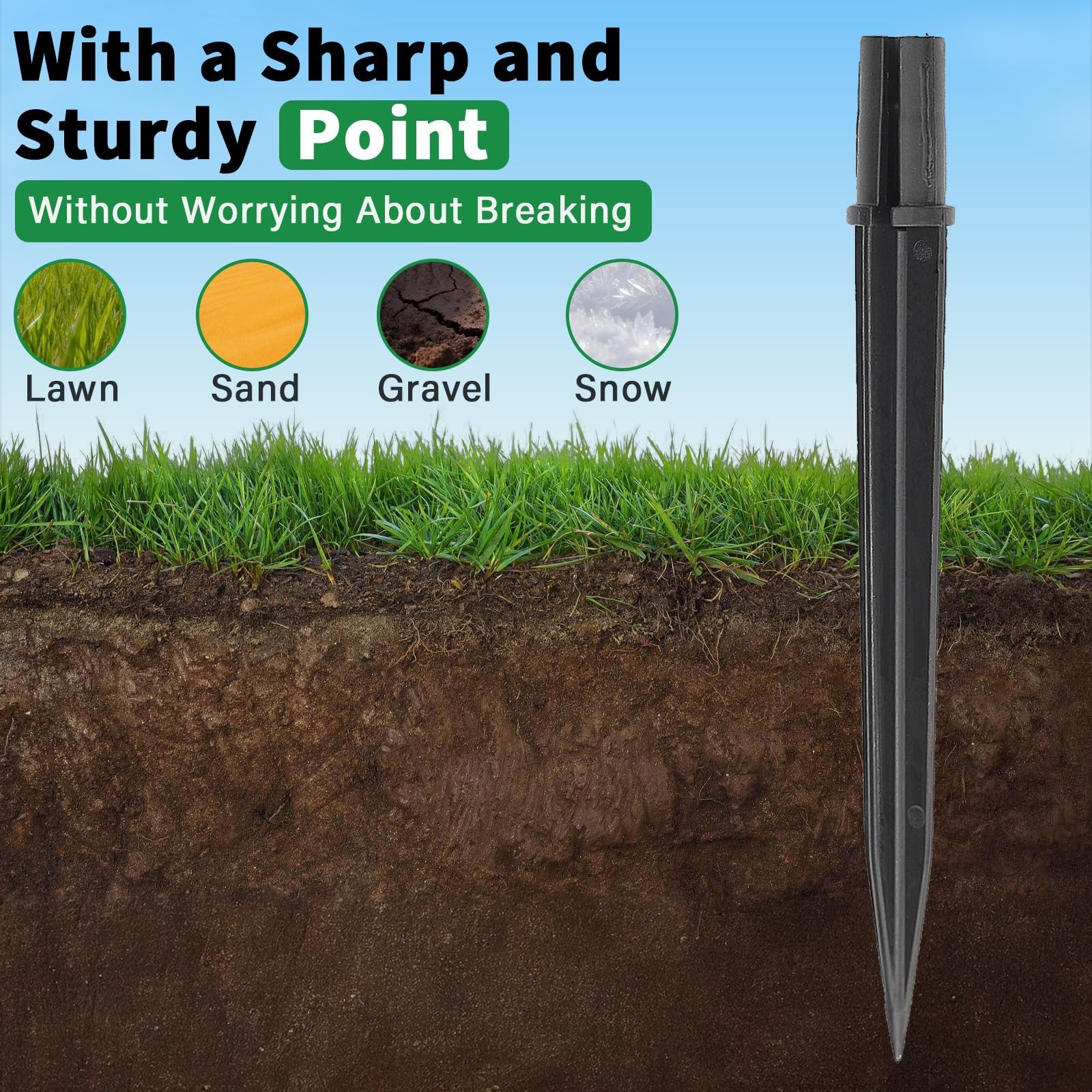 Solar Light Stakes Replacement 8 Pack Reinforced Ground Spikes for Garden