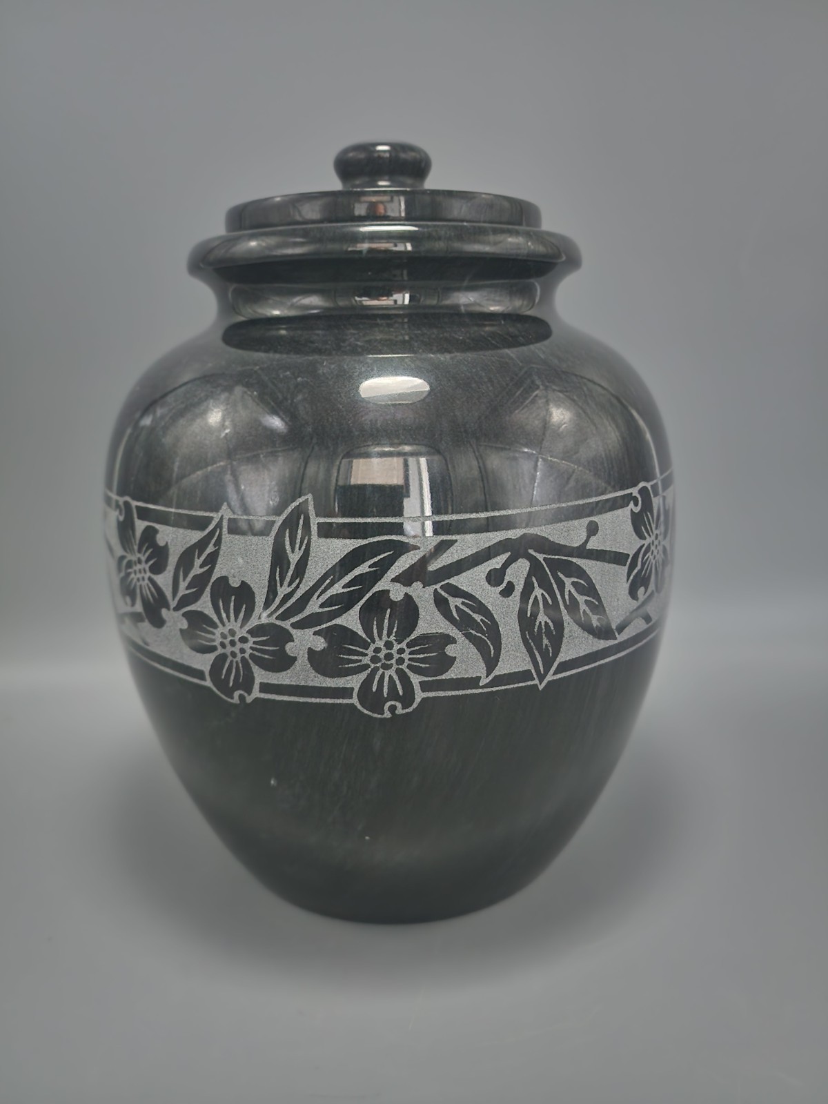Natural Polished Black Marble Urn for Cremation Ashes Large/Adult 205 Cubic Inch