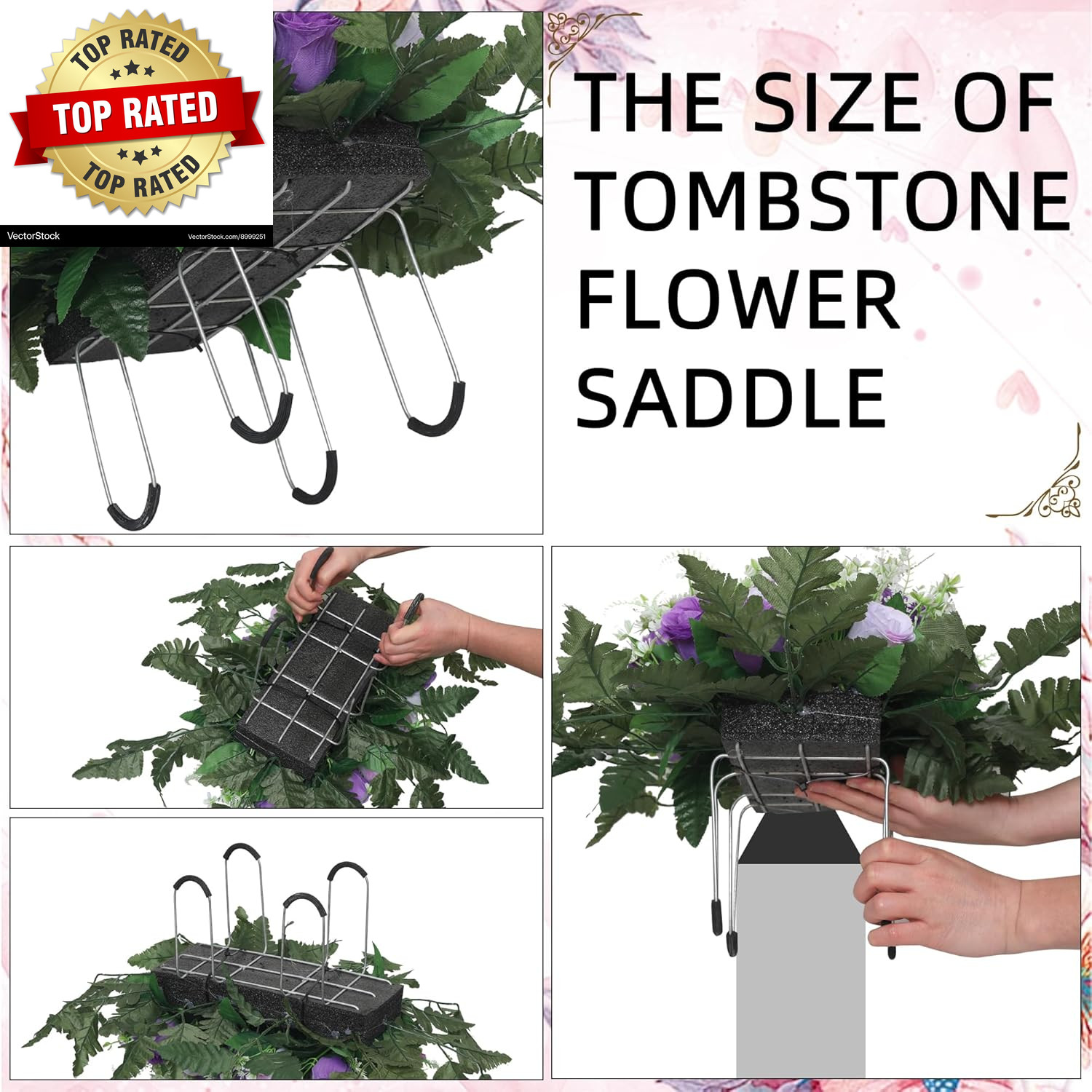 Artificial Cemetery Flowers for Grave Large Headstone Flower Saddle Realistic Gr