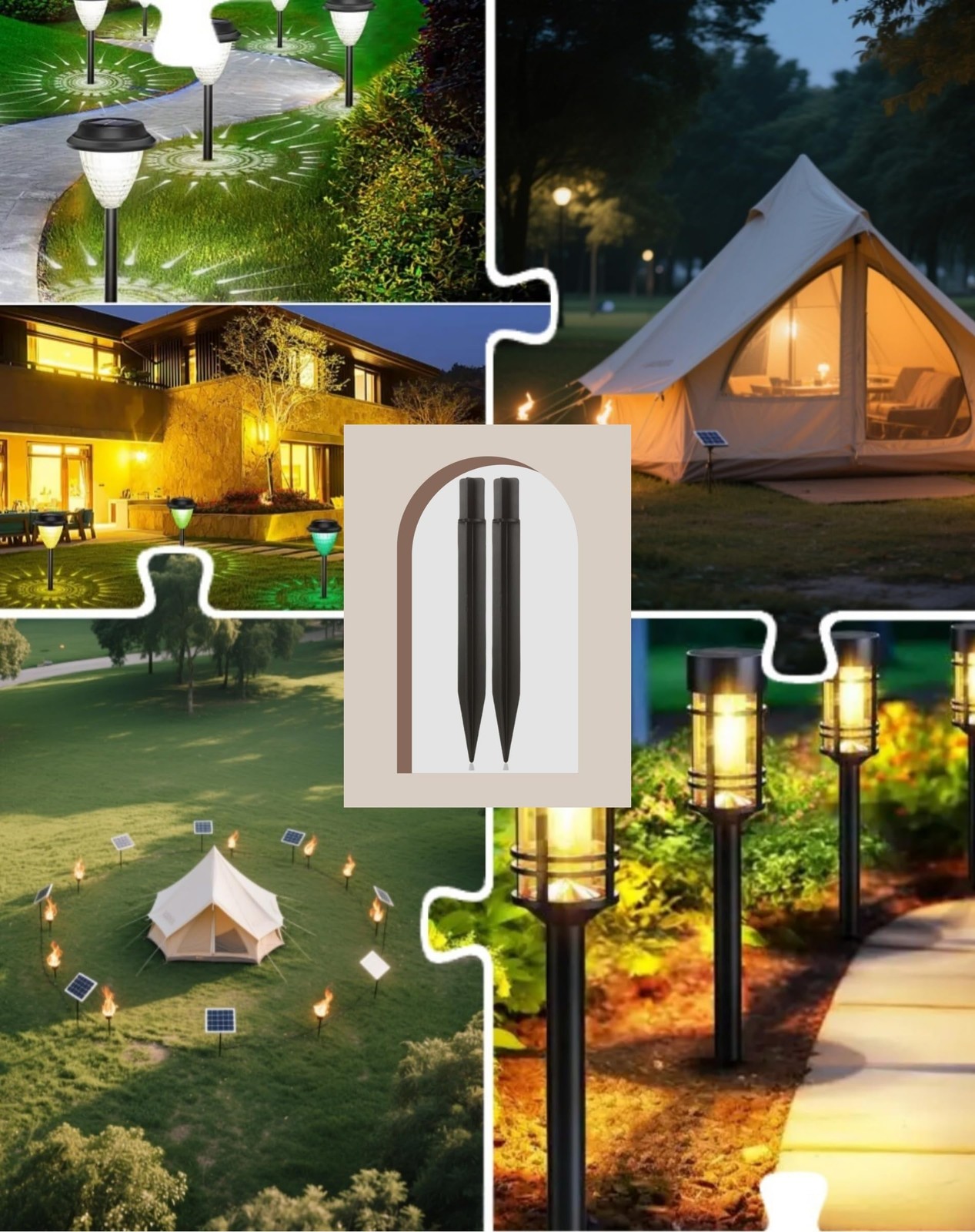 8.25″ Reinforced ABS Plastic Solar Ground Spikes – Durable Solar Light Replac…