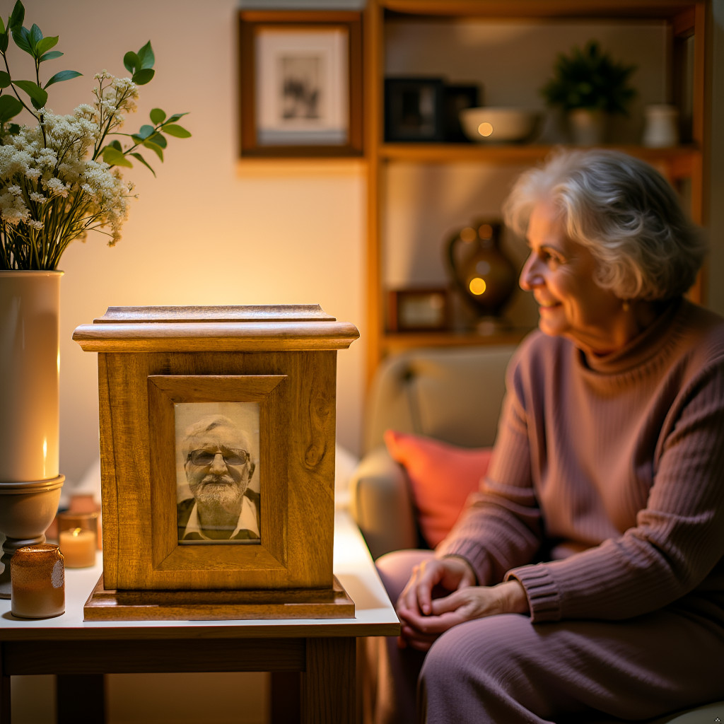 Wooden Cremation Urn with Photo Frame – Memorial Box for Human Ashes, Pet Loss