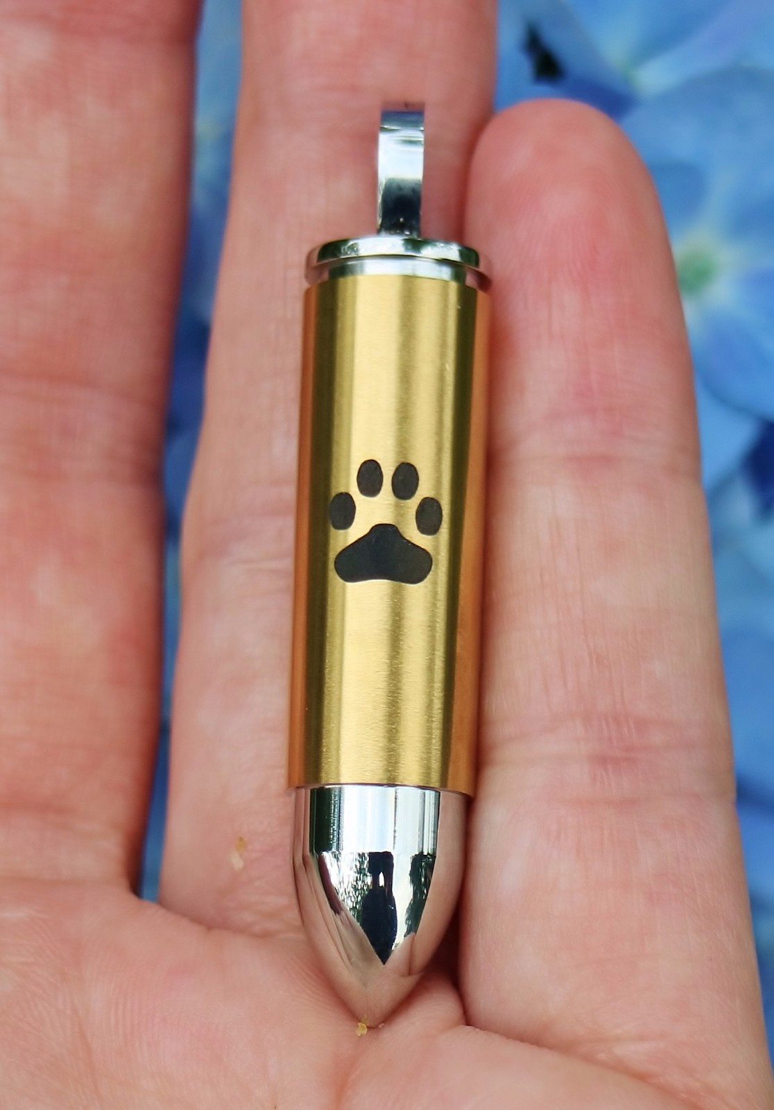Keyring Urn .5″ Key Chain Mens Golden Bullet Cremation Pendant For Ash Pet Dog