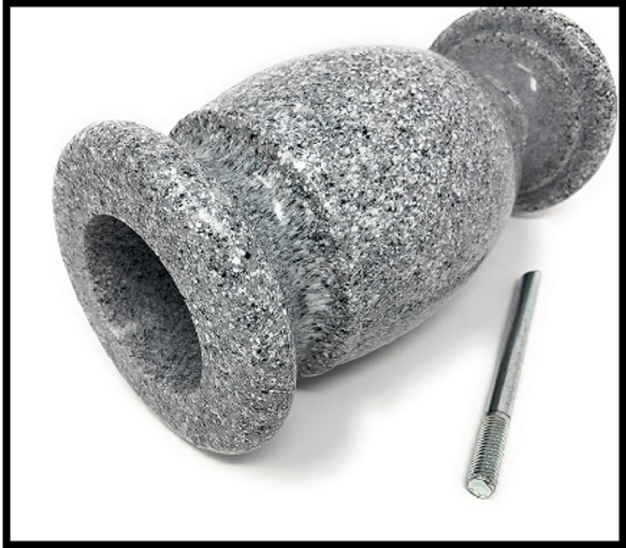 Memorial Cemetery Flower Vase, Simulated Light Grey Granite, Plastic
