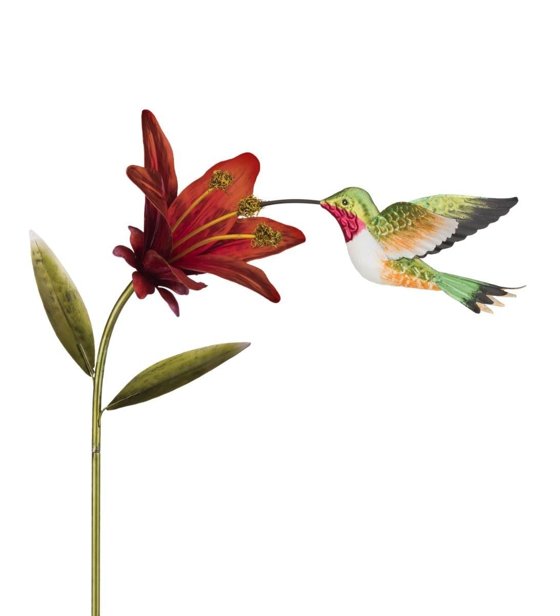 Hummingbird Garden Stake Handcrafted Metal Sculpture for Outdoor Décor