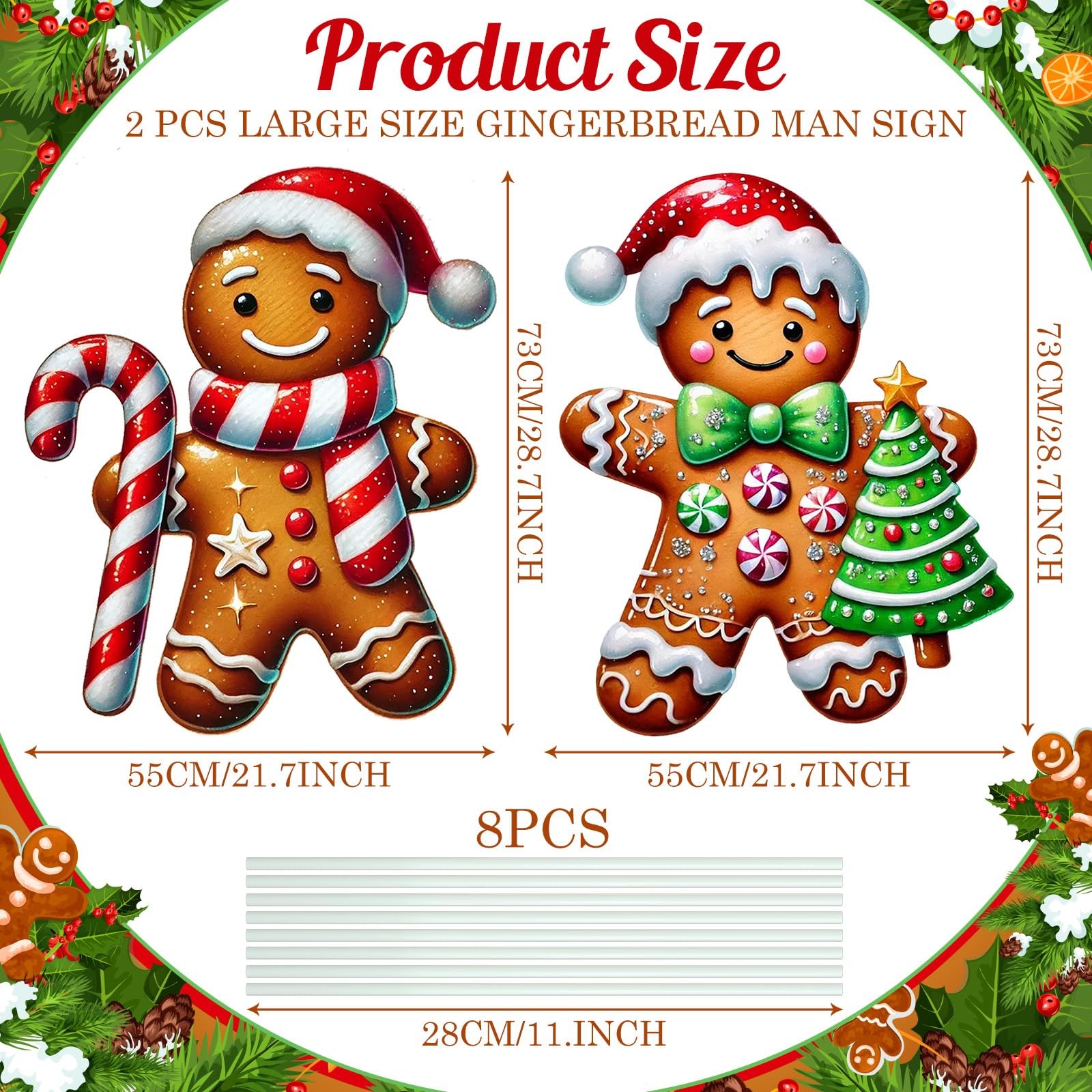 2 Pcs Large Size Christmas Gingerbread Man Yard Sign with Stakes Decorations …