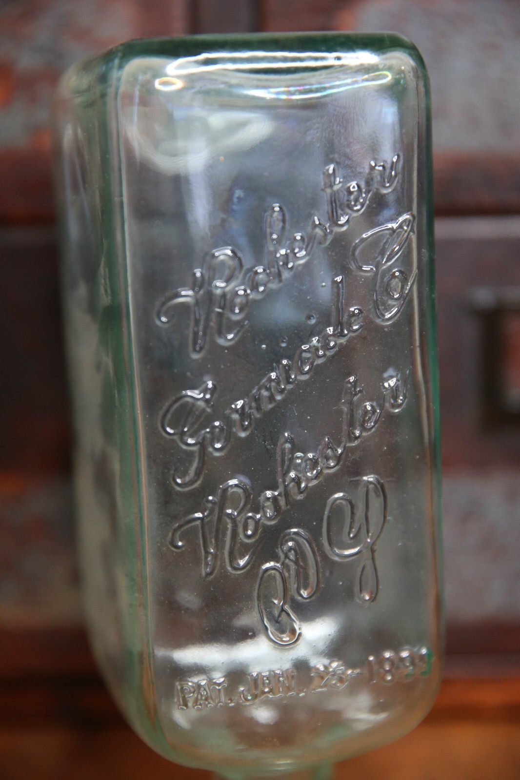 Antique Rochester Germicide Bathroom Soap medical bottle apothecary jar embossed