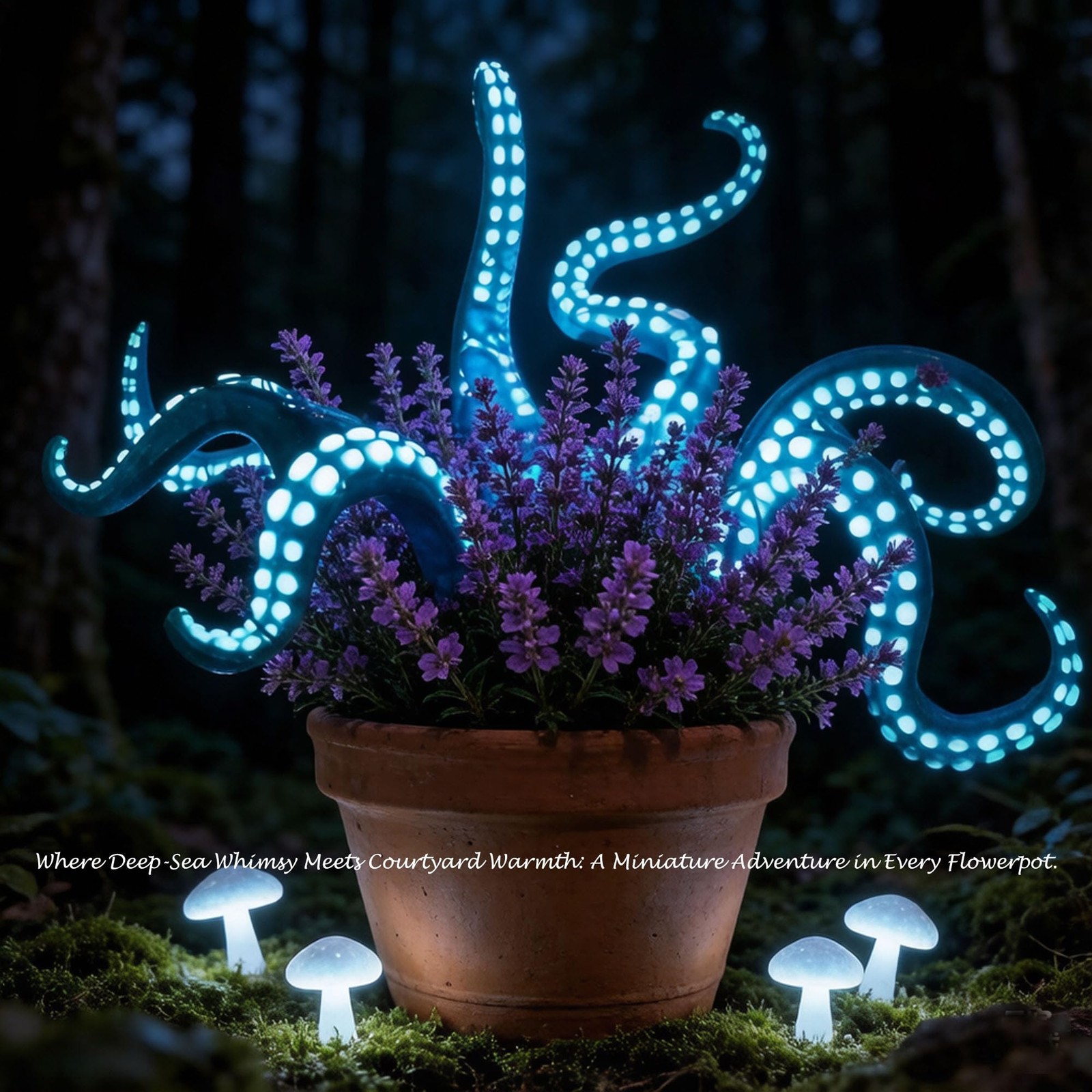 7Pcs Blue Octopus Tentacle Stakes Glowing in the Dark Garden Decor Halloween …