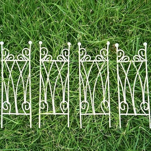 4PCS Mini Garden Stakes for Fairy Garden, Vintage Metal Arch Picks for Plante…