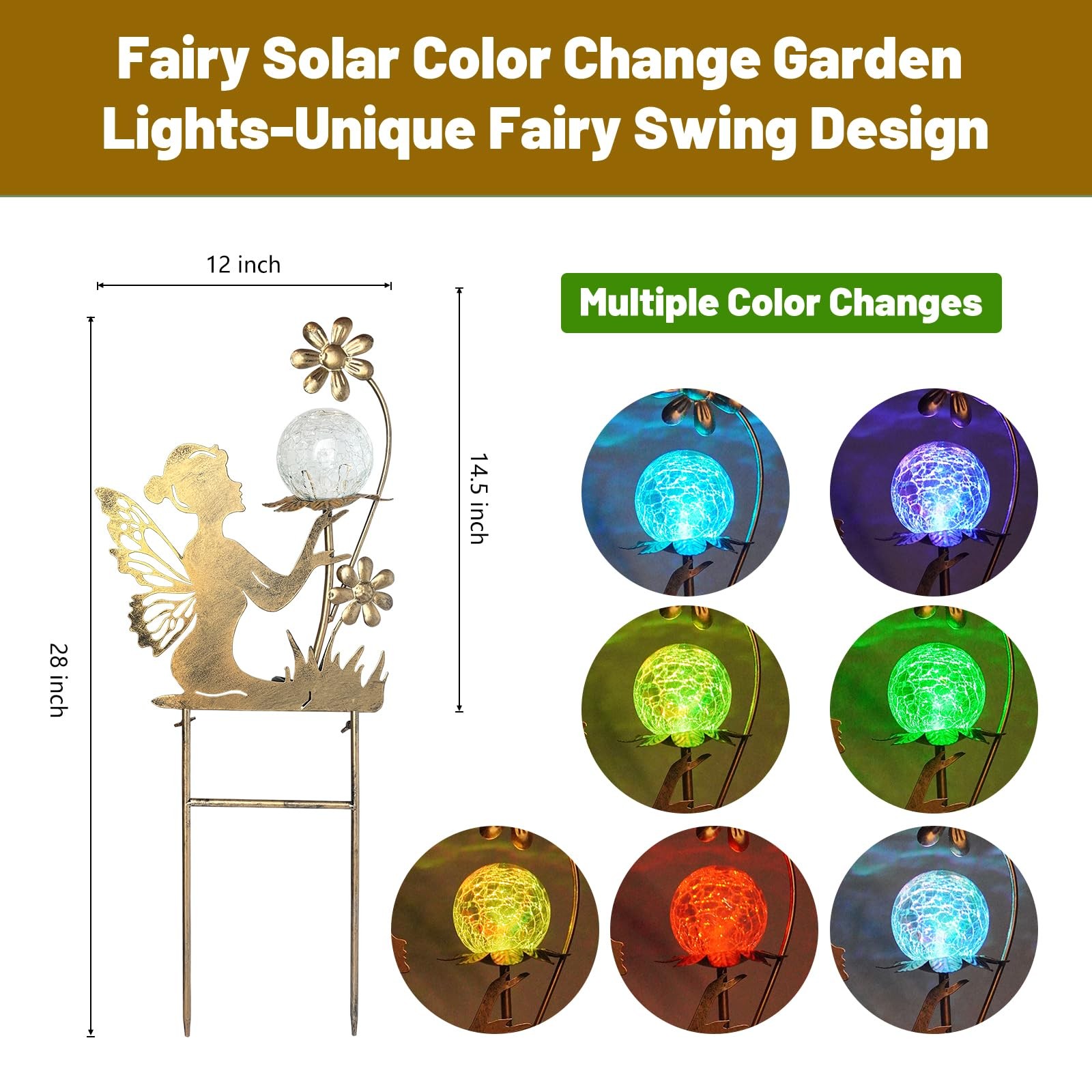 HONGLAND Solar Lights Fairy Garden Decor for Outside,Fairy Figurine Decorativ…