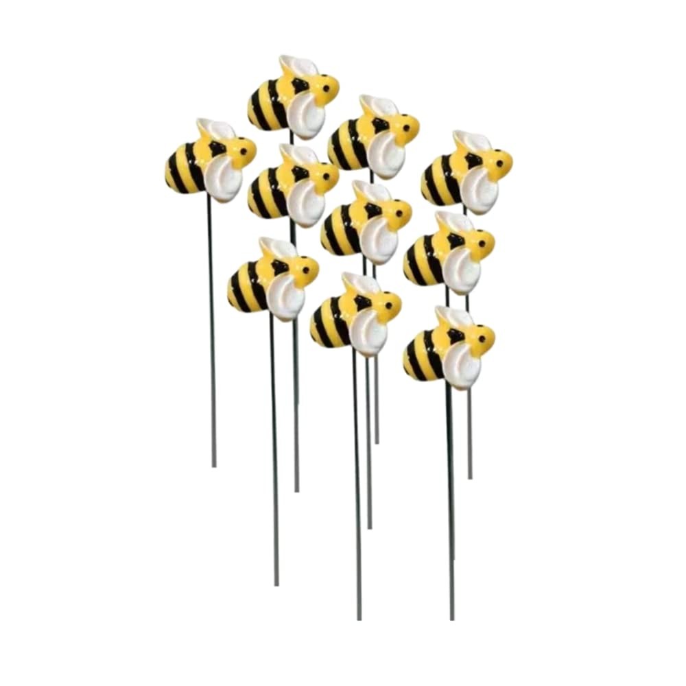 10Pcs Bee Garden Stakes Decor, Flower Pot Bed GardenDecorGarden Stakes Decora…