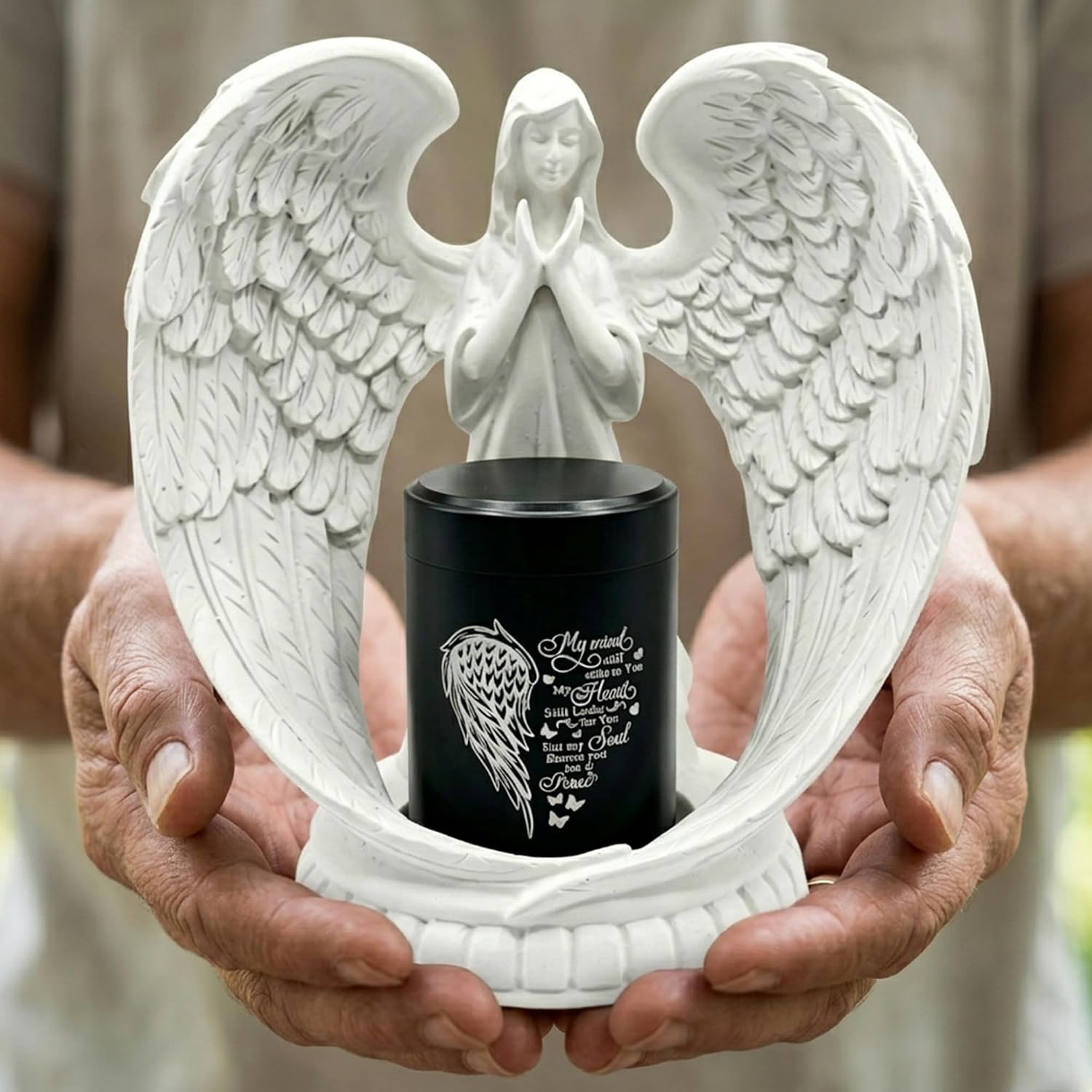 Small Urns for Human Ashes Guardian Angel Wings Mini Cremation Heart Urn for Ash