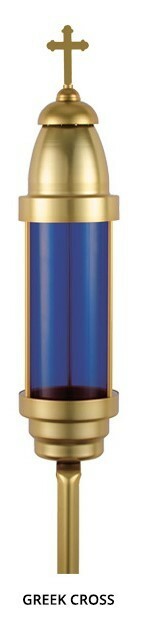 Greek Cross cemetery memorial light blue with offset spike