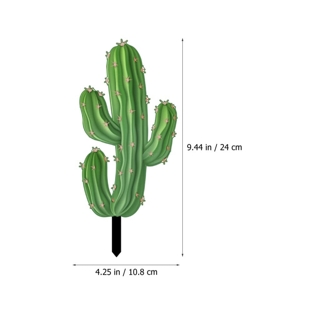 9.4In Acrylic Cactus Yard Stake – Realistic Faux Succulent, Weather-Resistant…