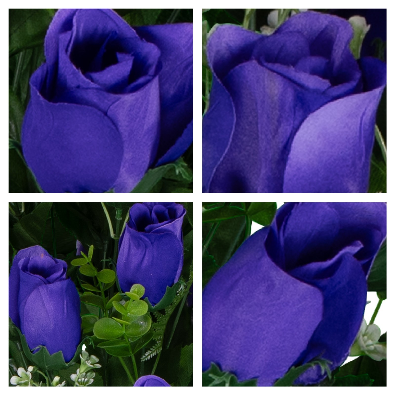 Artificial Cemetery Flowers – Purple Rose Saddle & 2 Matching Bouquets