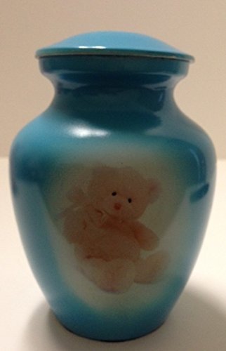 Gorgeous Light Blue teddy bear funeral cremation urn, pet or human infant urns