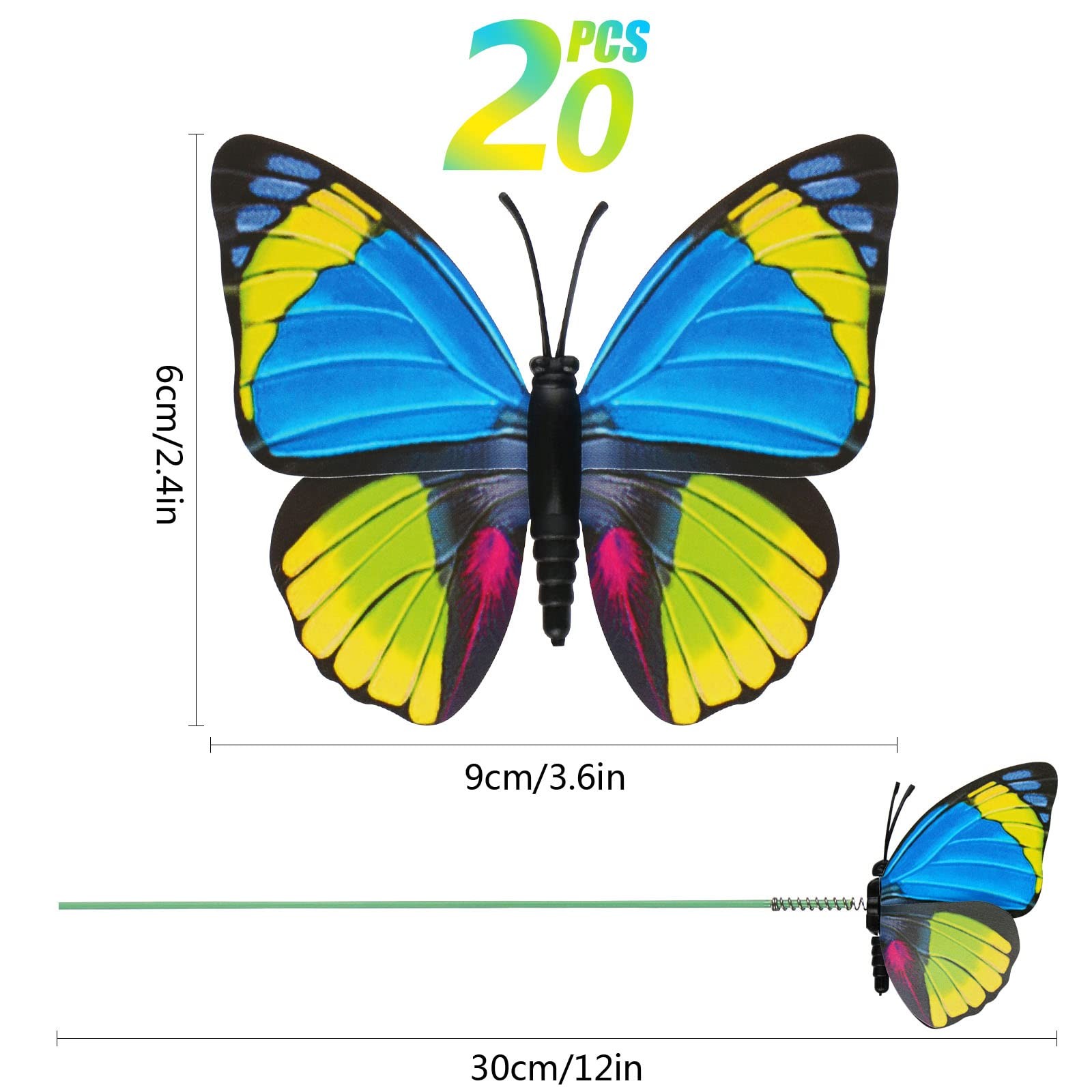 40 Pack Butterfly Stakes Colorful Garden Ornaments for Indoor Outdoor Yard Patio