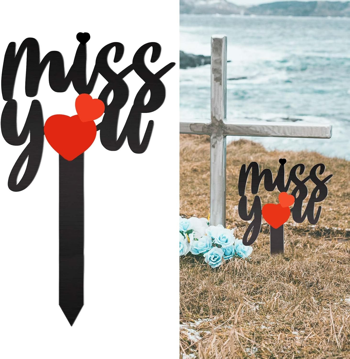 13.8 X 7.9 Inches Large Cemetery Decorations for Grave, Miss You Memorial Grave