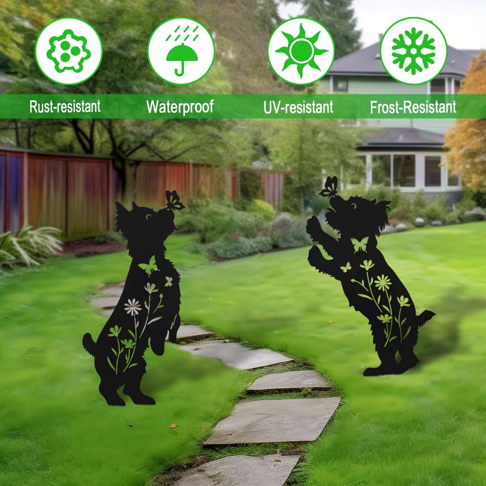 Dog Stakes for Outside, Lawn Ornaments Yorkie Metal Garden Decor for Outdoor,…