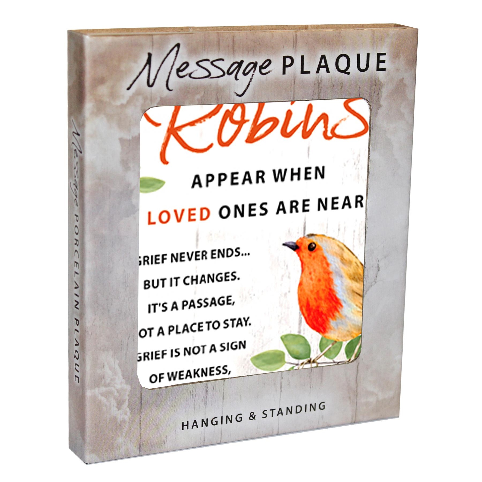 Porcelain Tile Plaque Hanging Standing – Robins Appear when Loved Ones are Near