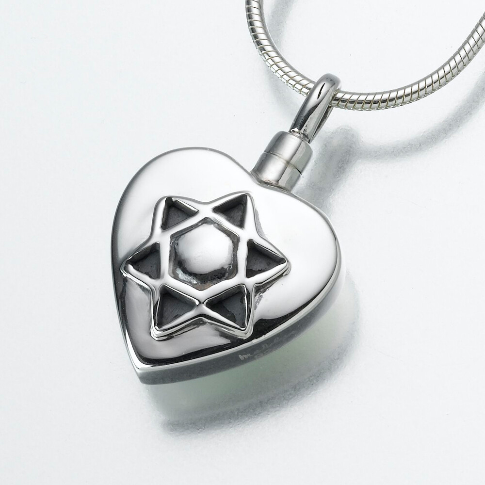 Sterling Silver Star of David Memorial Jewelry Pendant Funeral Cremation Urn