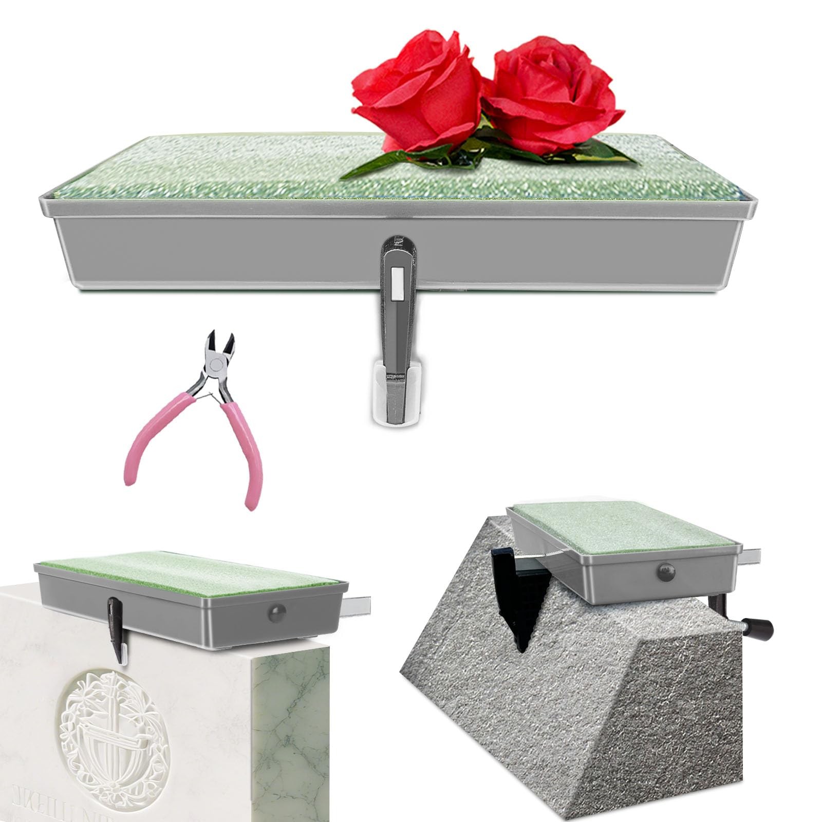 Grave Headstone Saddle Holder with Foam for 38 Inch Tombstones, Cemetery Decor