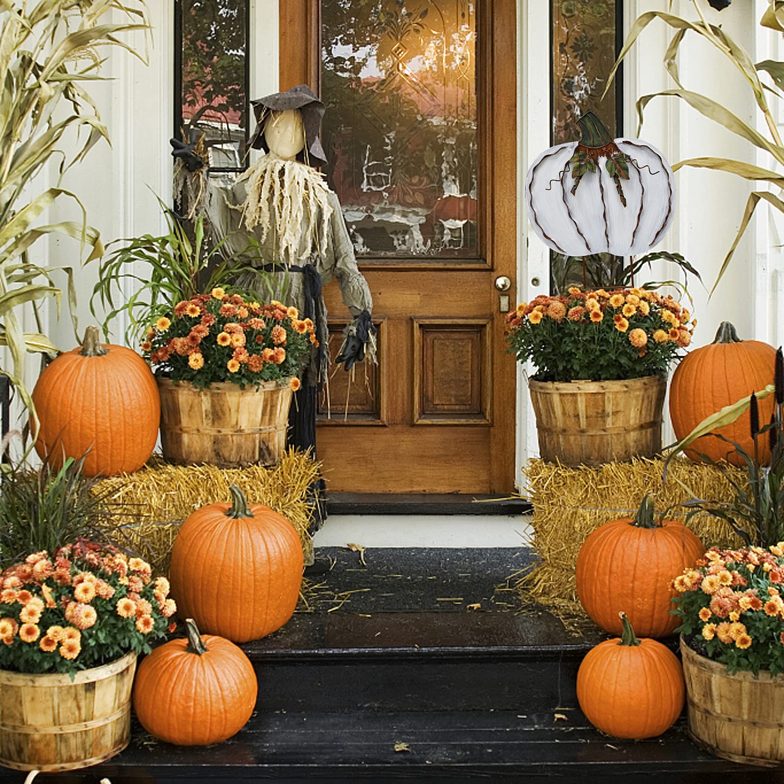 Pumpkin Garden Stakes Metal Yard Sign Fall Decor Outdoor Autumn Yard Stake Ar…