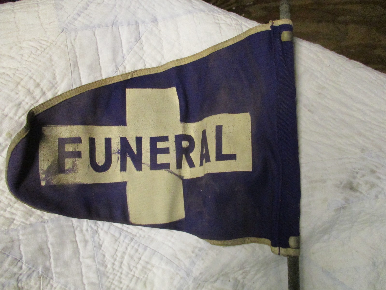 Vintage Funeral Car Flag 30″ Tall