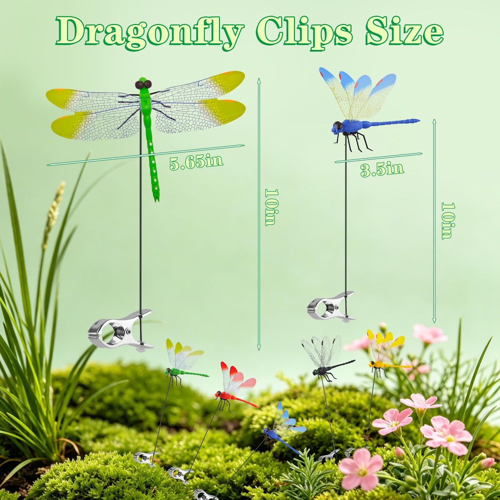 Dropower 6 PCS 3D Realistic Dragonfly Garden Stakes Decor, Colorful Artificia…