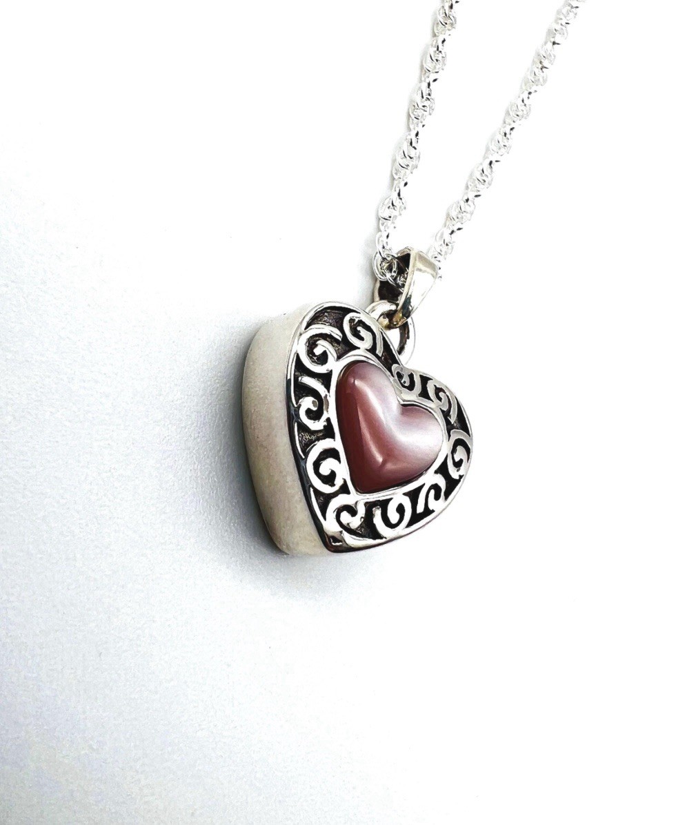 Pink mop925 Sterling Silver Cremation Jewelry Memorial Heart Ashes Keepsake Urn