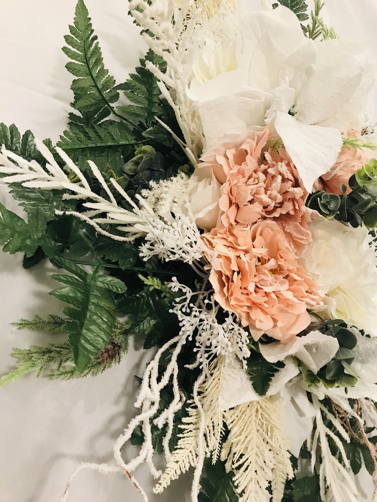 Pink And White Silk Flowers For Cemetery Grave Marker/bevel, Memorial Flowers