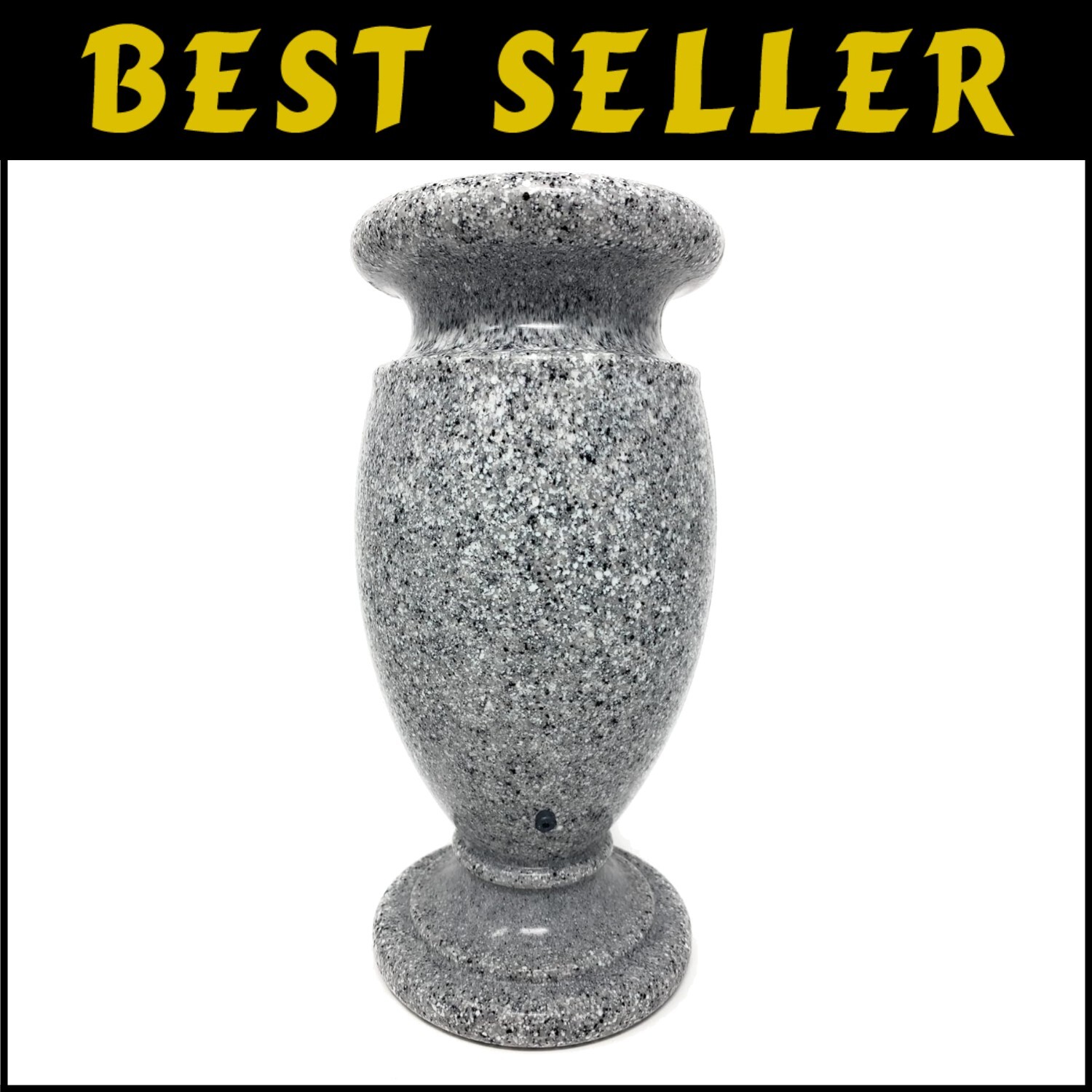 Light Grey Granite Memorial Vase for Headstone Flowers – Secure Spike Included^